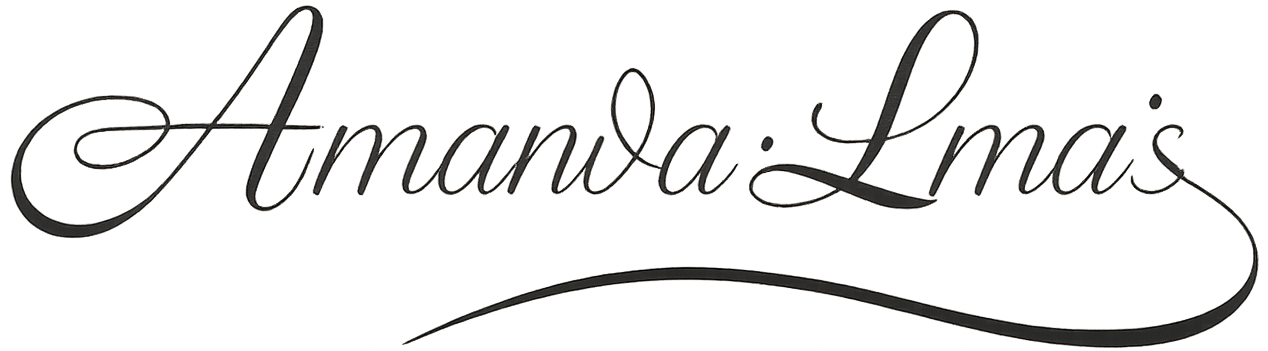 Stylized cursive text reading 'Amanda Lma's' with elegant flourishes on a transparent background.